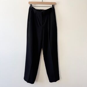 J.Crew Straight Leg Essential Pant in City Crepe Black Pleated Trousers
